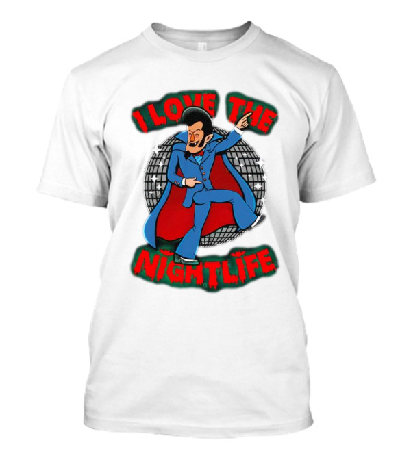 I Love The Nightlife Dracula Disco Dancing With Cape And Disco Ball T-Shirt