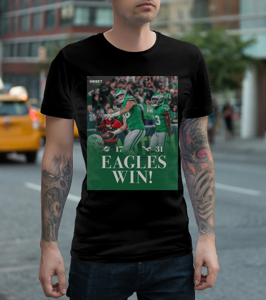 Eagles Win Over Dolphins 31-17 NFL Game Unibet Sports Highlight T-Shirt