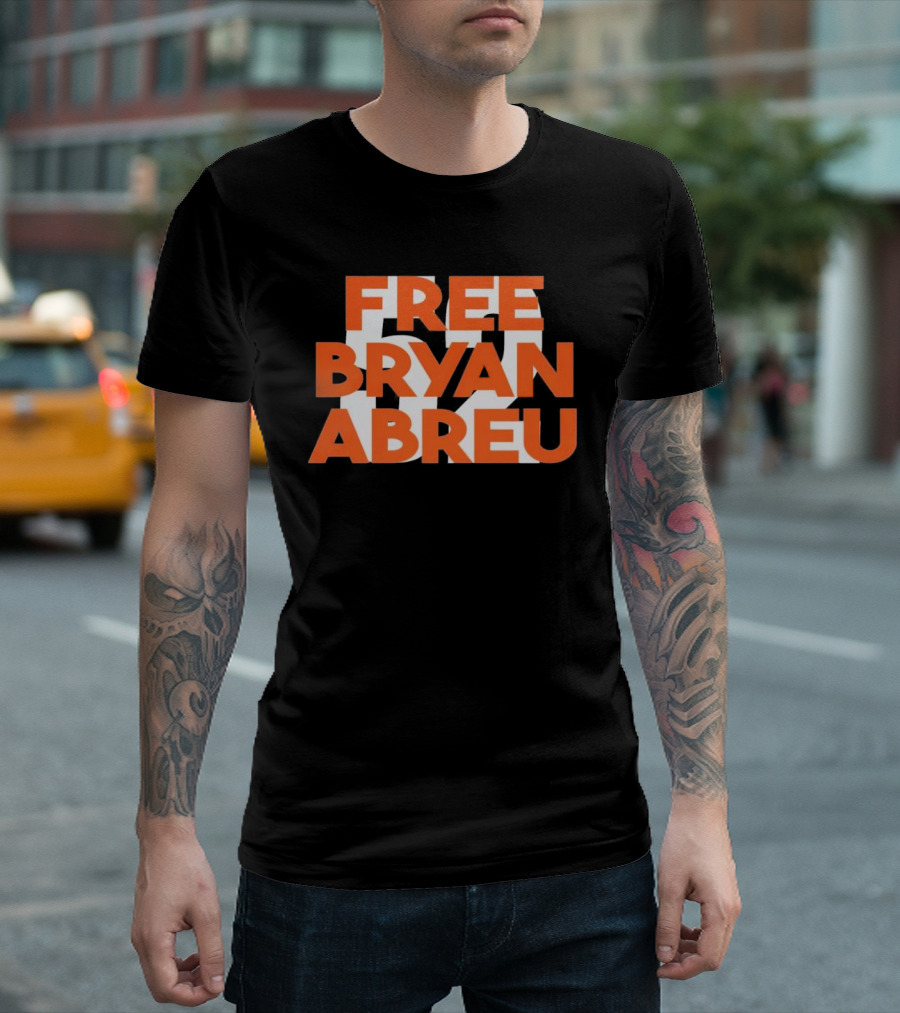 Free Bryan Abreu 52 Bold Orange Text T-Shirt