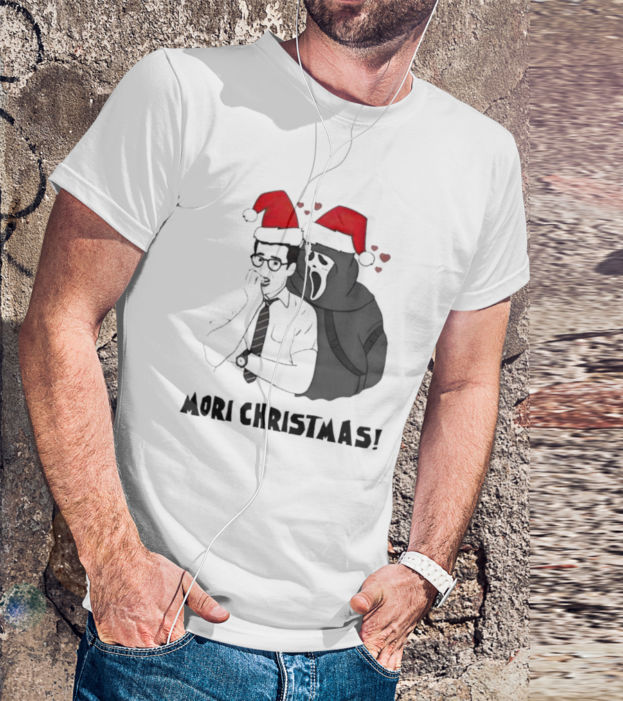Ghostface Mori Christmas Santa Hats And Hearts T-Shirt