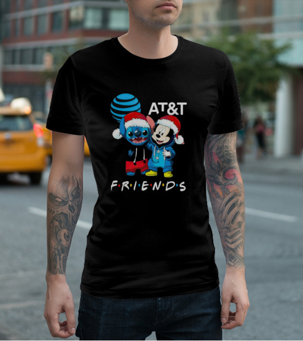 AT&T Christmas Friends Stitch And Mickey Mouse Holiday Cheer T-Shirt