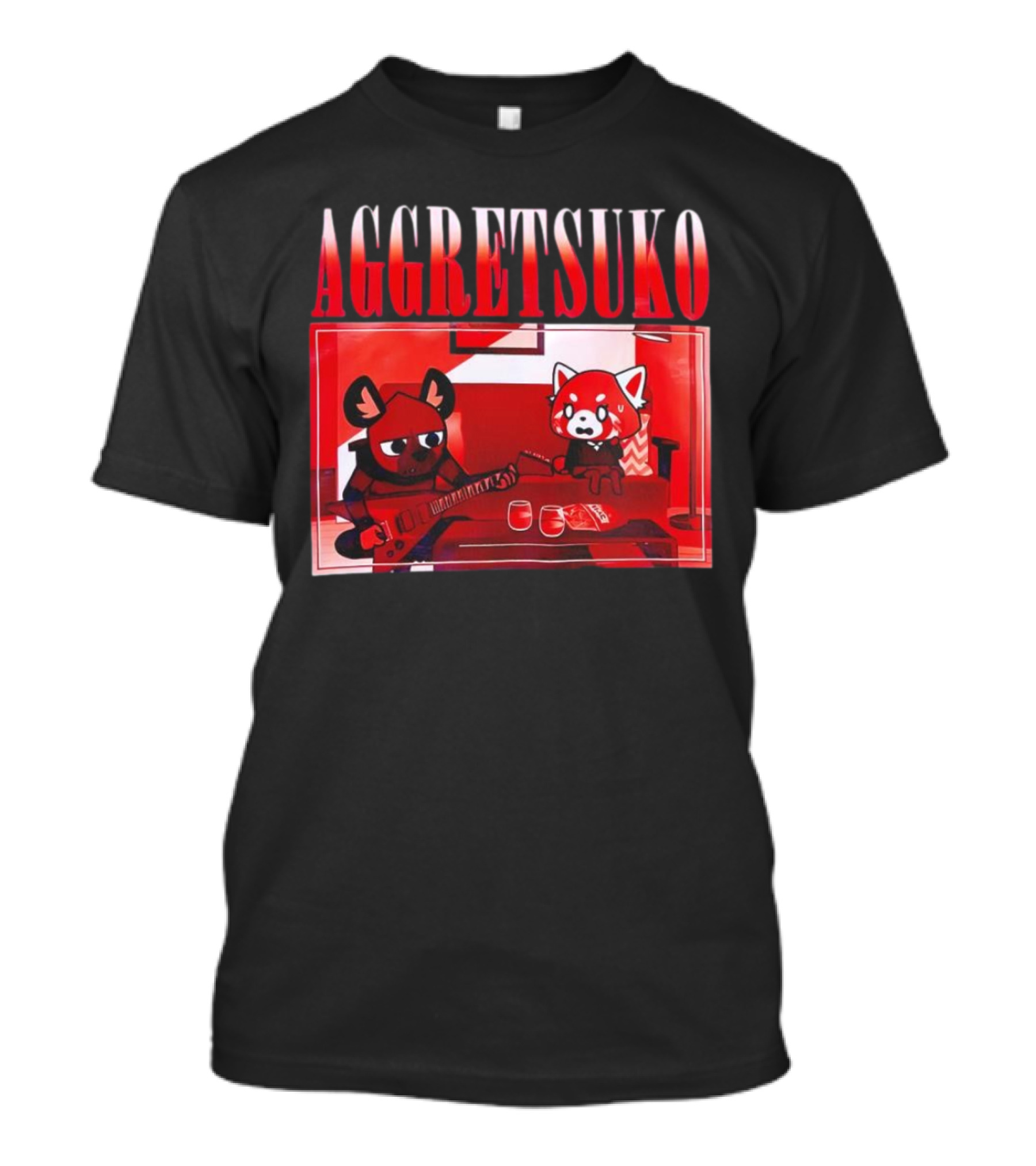 Aggretsuko Haida Couch Red Panda Rock Guitar Scene T-Shirt