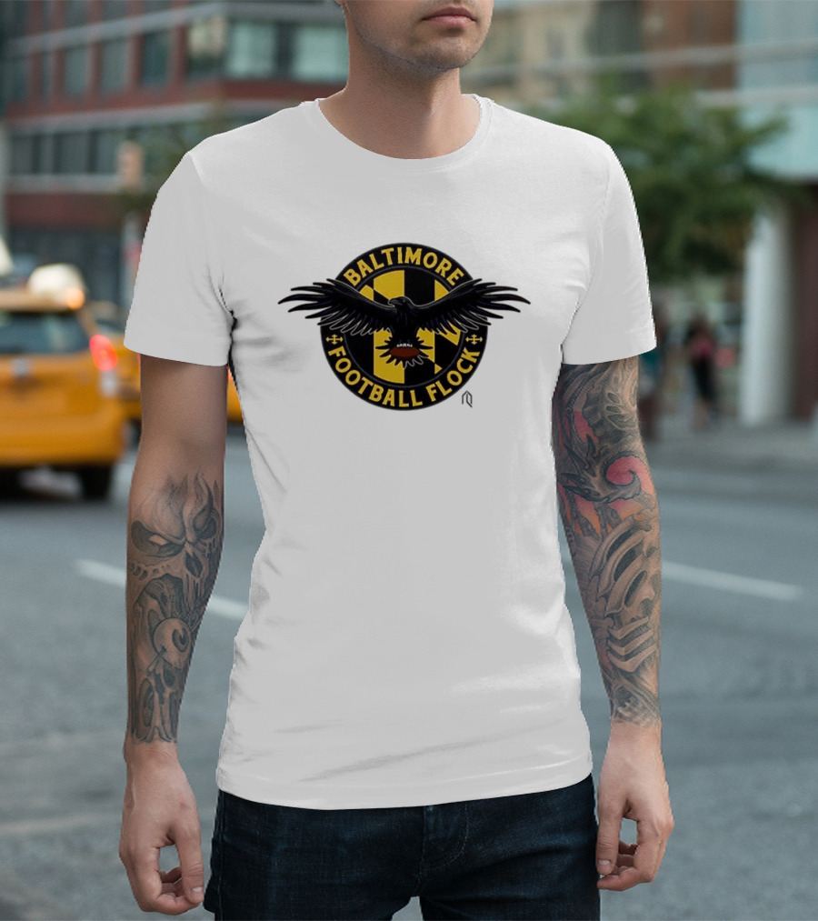 Baltimore Football Flock Raven Maryland Flag Crest T-Shirt
