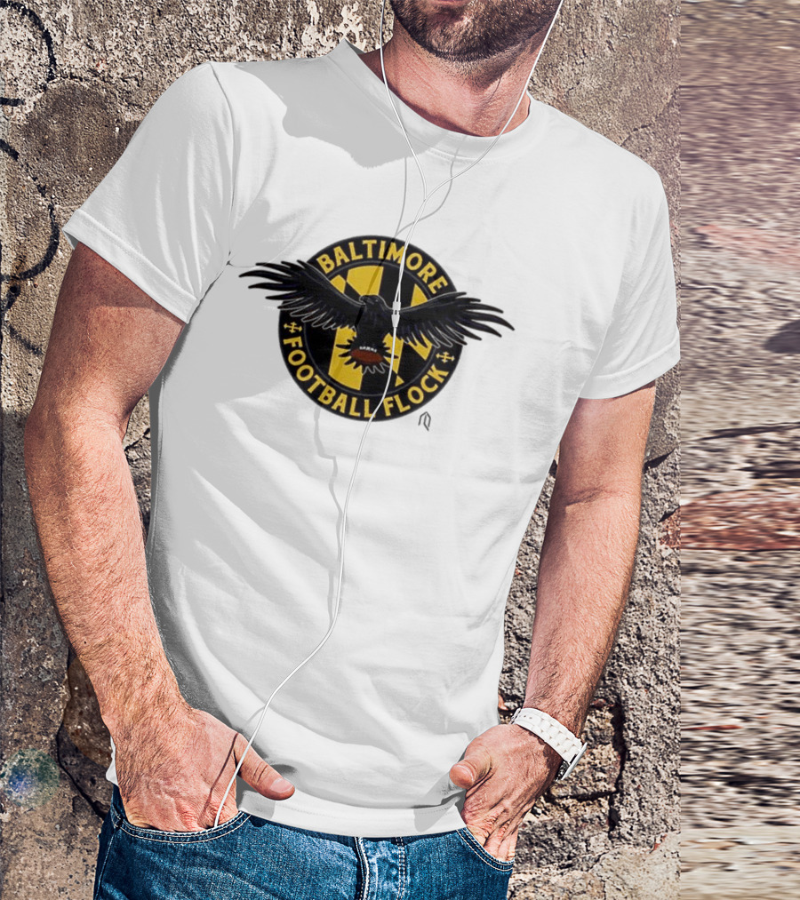 Baltimore Football Flock Raven Maryland Flag Crest T-Shirt