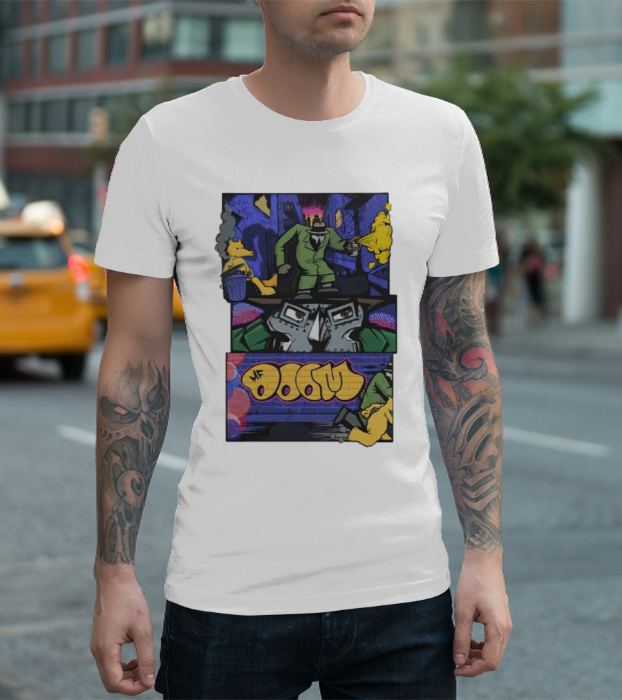 MF Doom Graffiti Comic Street Scene T-Shirt