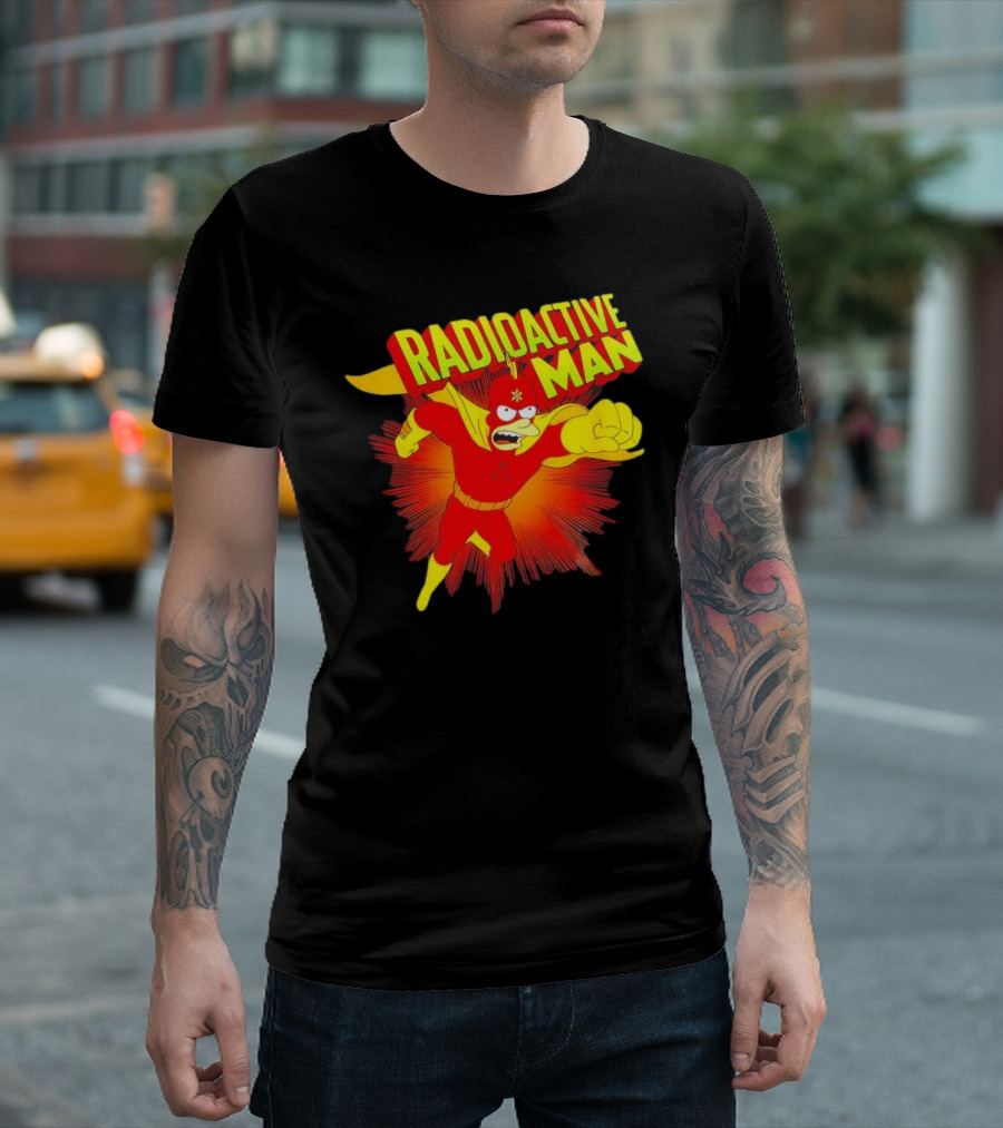 The Simpsons Radioactive Man Superhero Burst Action T-Shirt