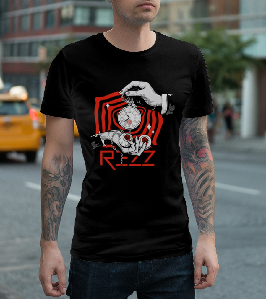 Rezz Hypnotic Timepiece Artwork with Pocket Watch and Optical Illusion T-Shirt