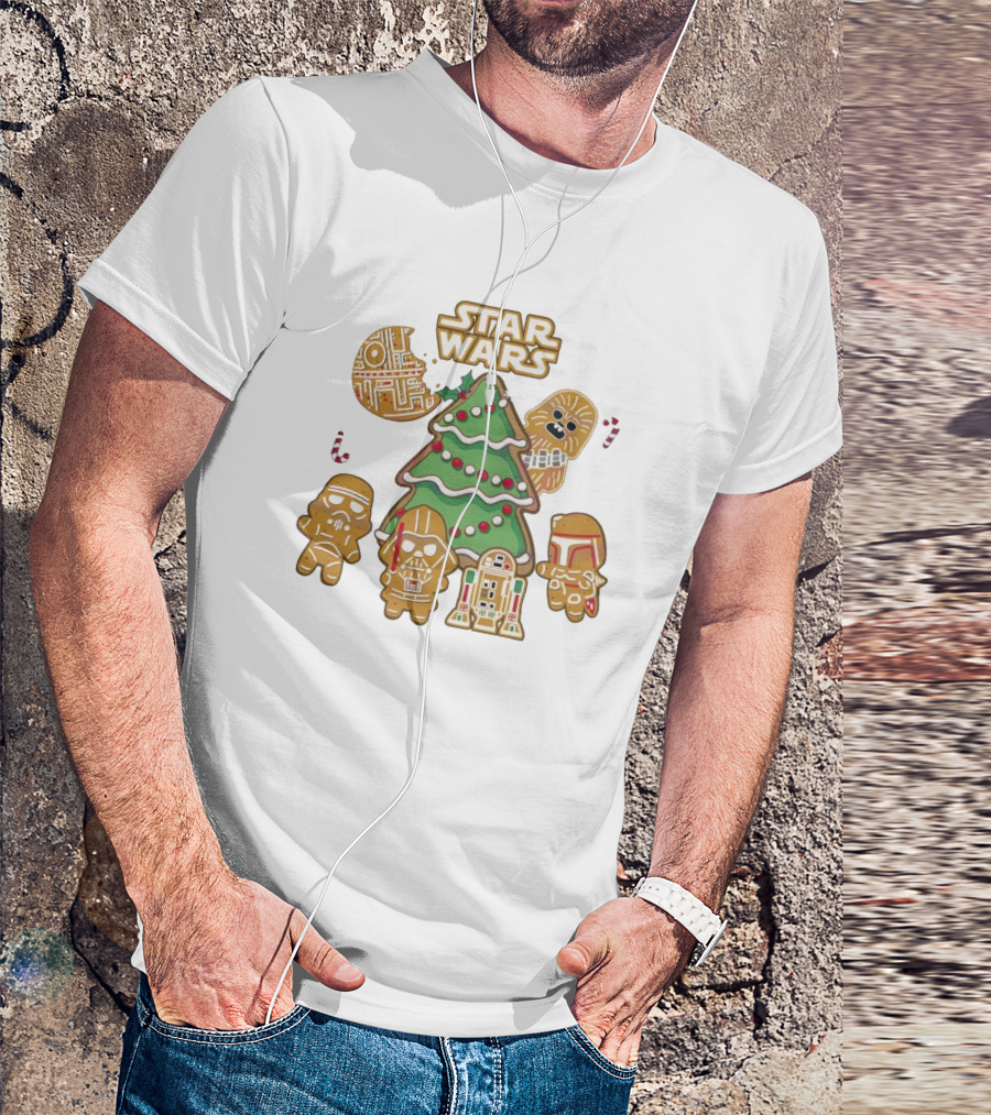 Star Wars Characters Gingerbread Christmas Tree Cookies T-Shirt