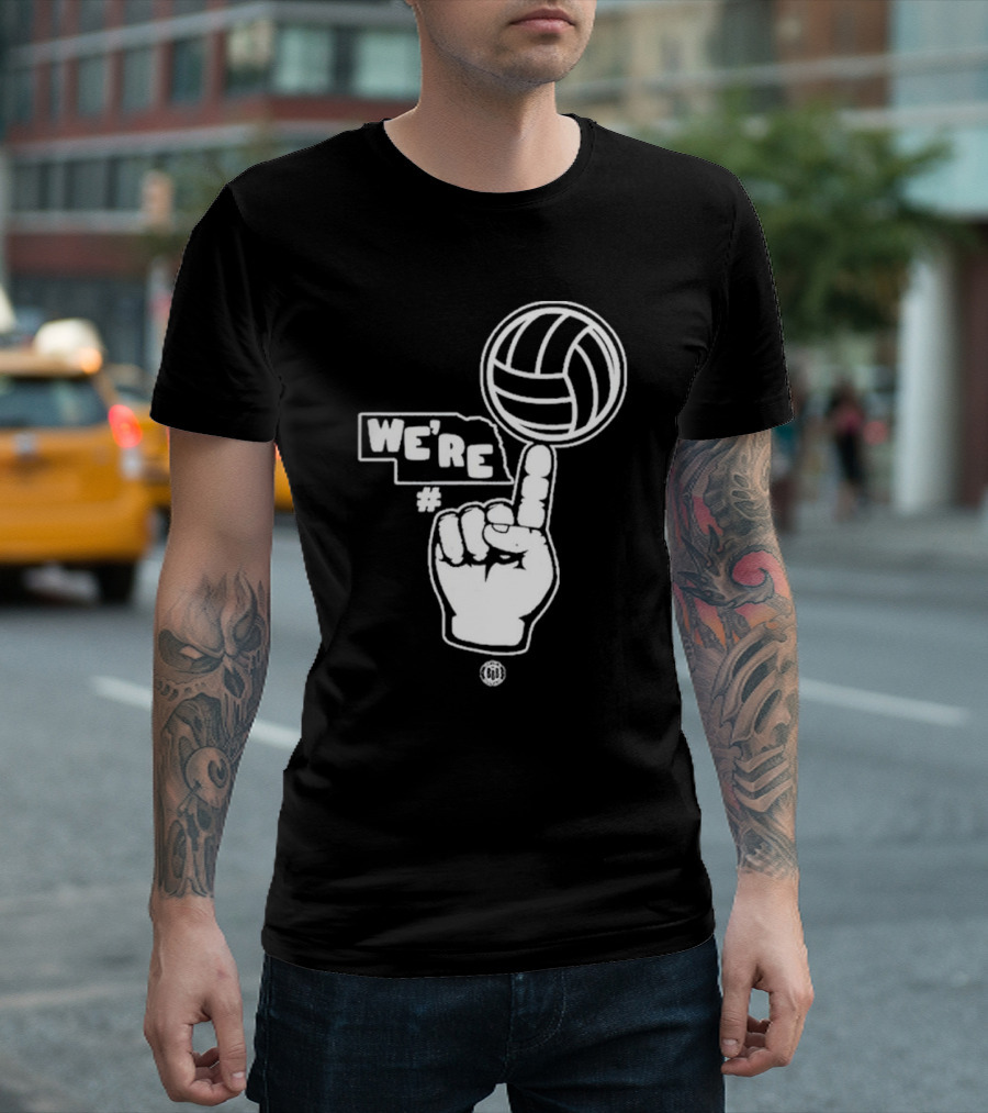 We're Number One Volleyball Finger Pointing T-Shirt