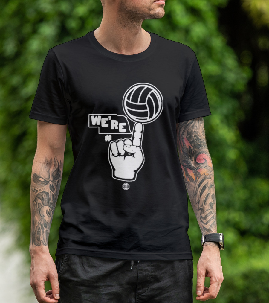 We're Number One Volleyball Finger Pointing T-Shirt