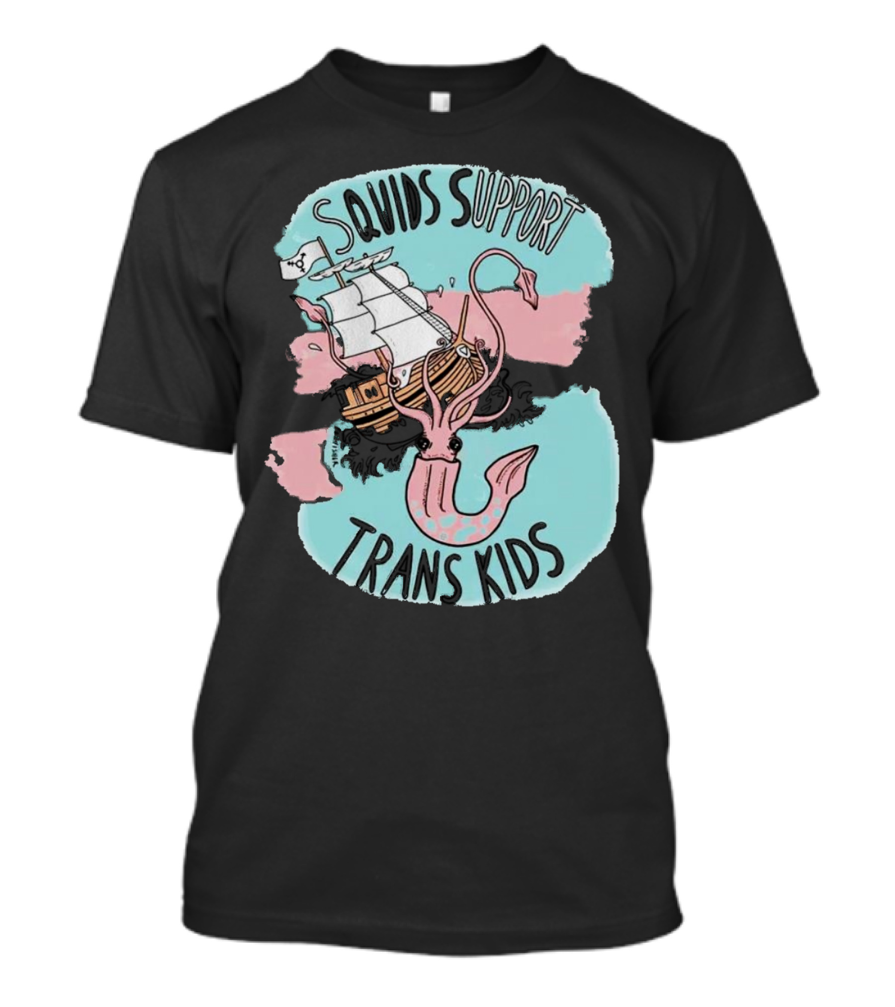 LGBT Squids Support Trans Kids With Pirate Ship T-Shirt