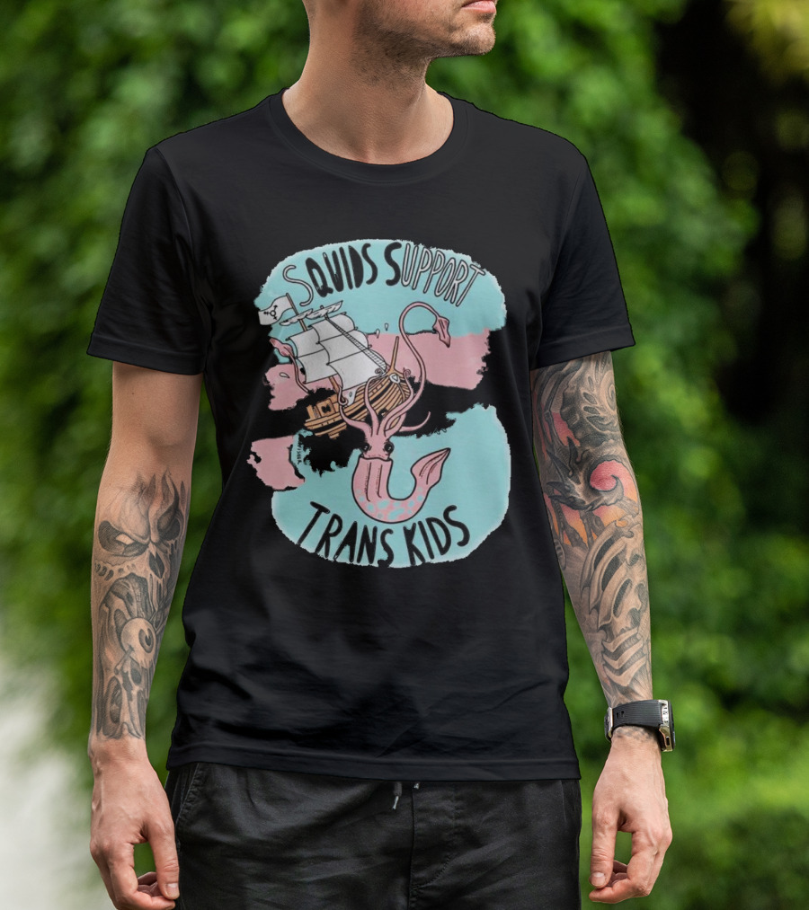 LGBT Squids Support Trans Kids With Pirate Ship T-Shirt