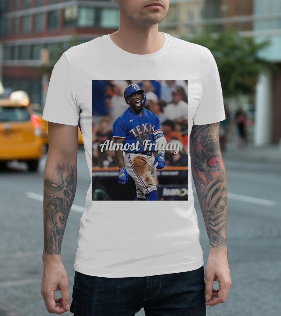 Almost Friday El Bomb Adolis García Texas Rangers MVP Showing T-Shirt