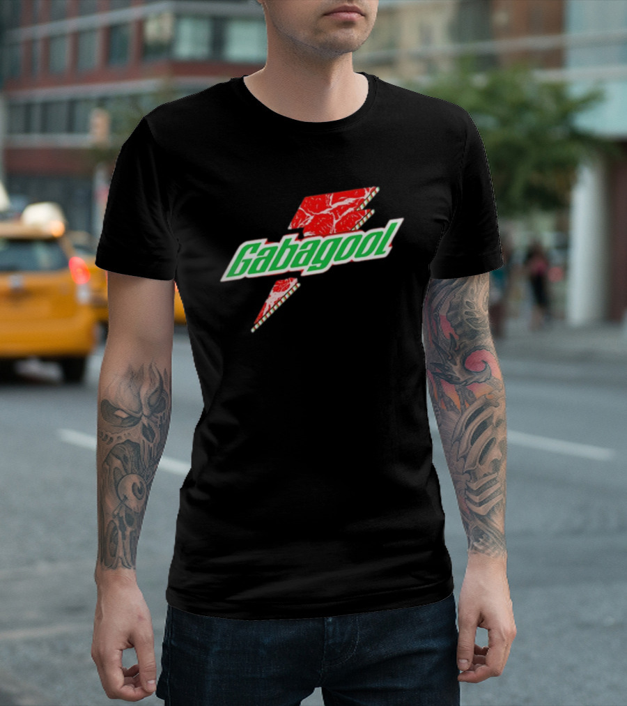 Gabagoolade Lightning Bolt Logo Meat Pattern Heavyweight T-Shirt