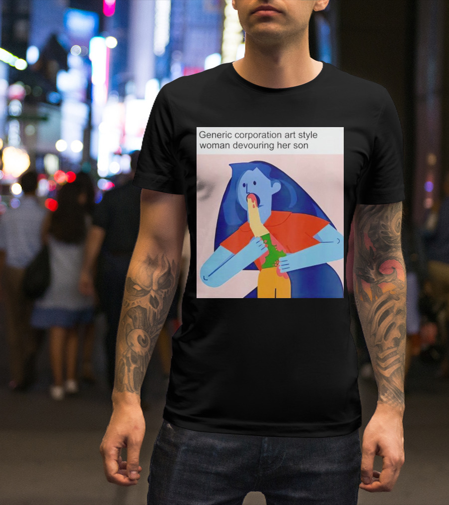 Generic Corporation Art Style Woman Devouring Her Son T-Shirt