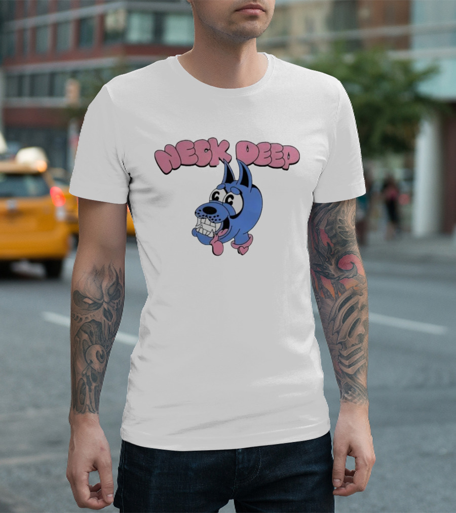 Neck Deep Cartoon Doggo with Drooling Tongue T-Shirt
