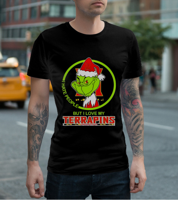 Grinch I Hate People But I Love My Maryland Terrapins Christmas T-Shirt