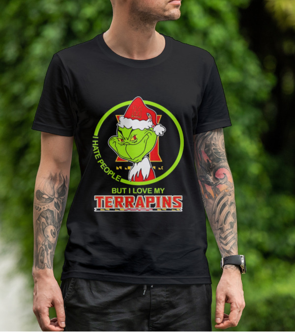 Grinch I Hate People But I Love My Maryland Terrapins Christmas T-Shirt