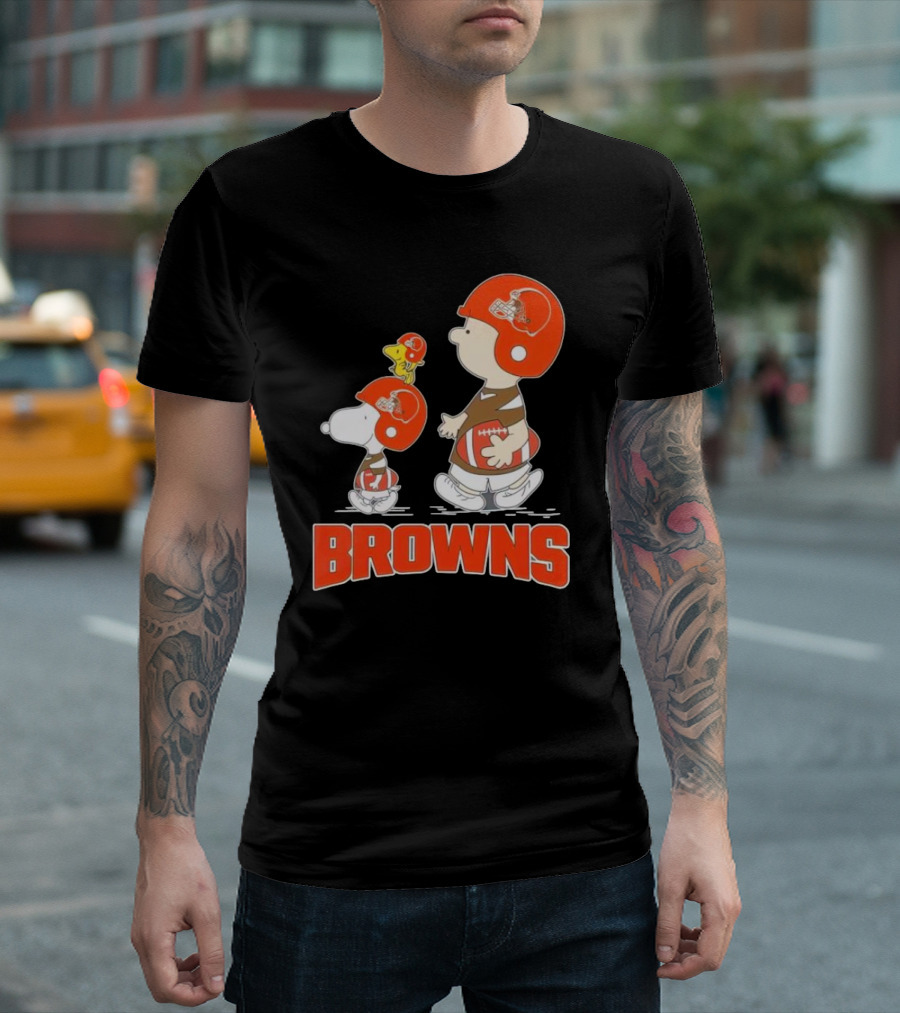 Snoopy Charlie Brown Woodstock Football Browns T-Shirt