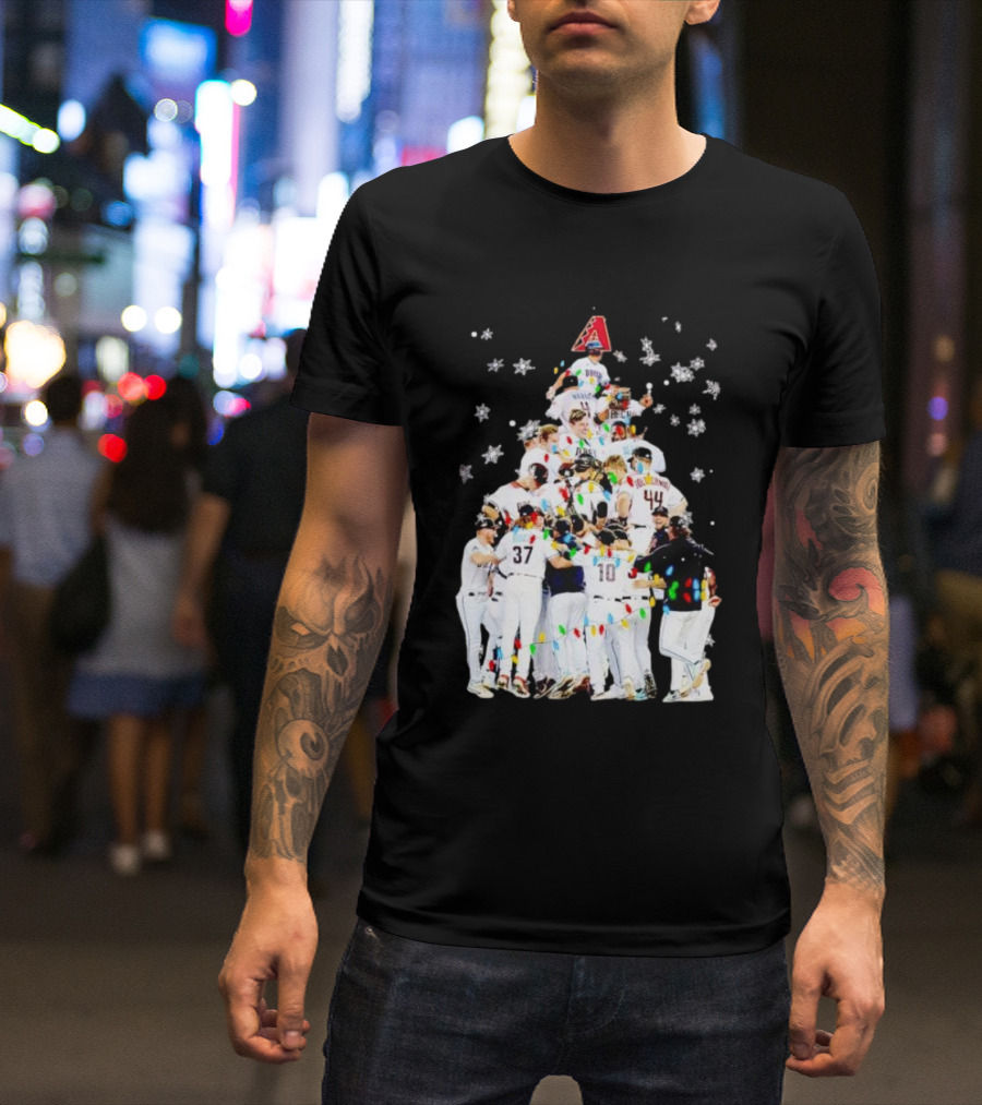 Arizona Diamondbacks Baseball Team Christmas Tree With Logo And Players T-Shirt