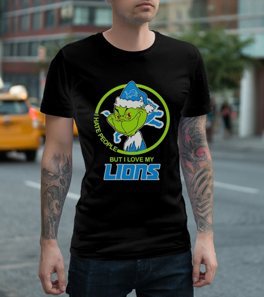 Grinch I Hate People But I Love My Detroit Lions T-Shirt
