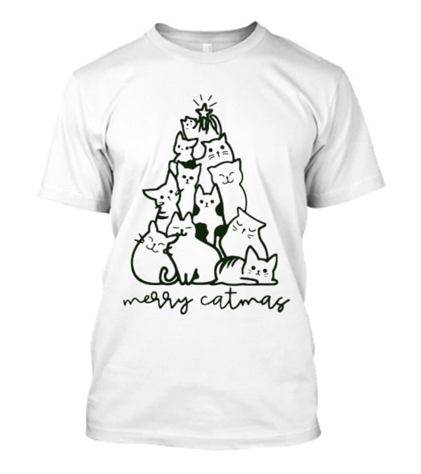Merry Catmas Cats Christmas Tree T-Shirt
