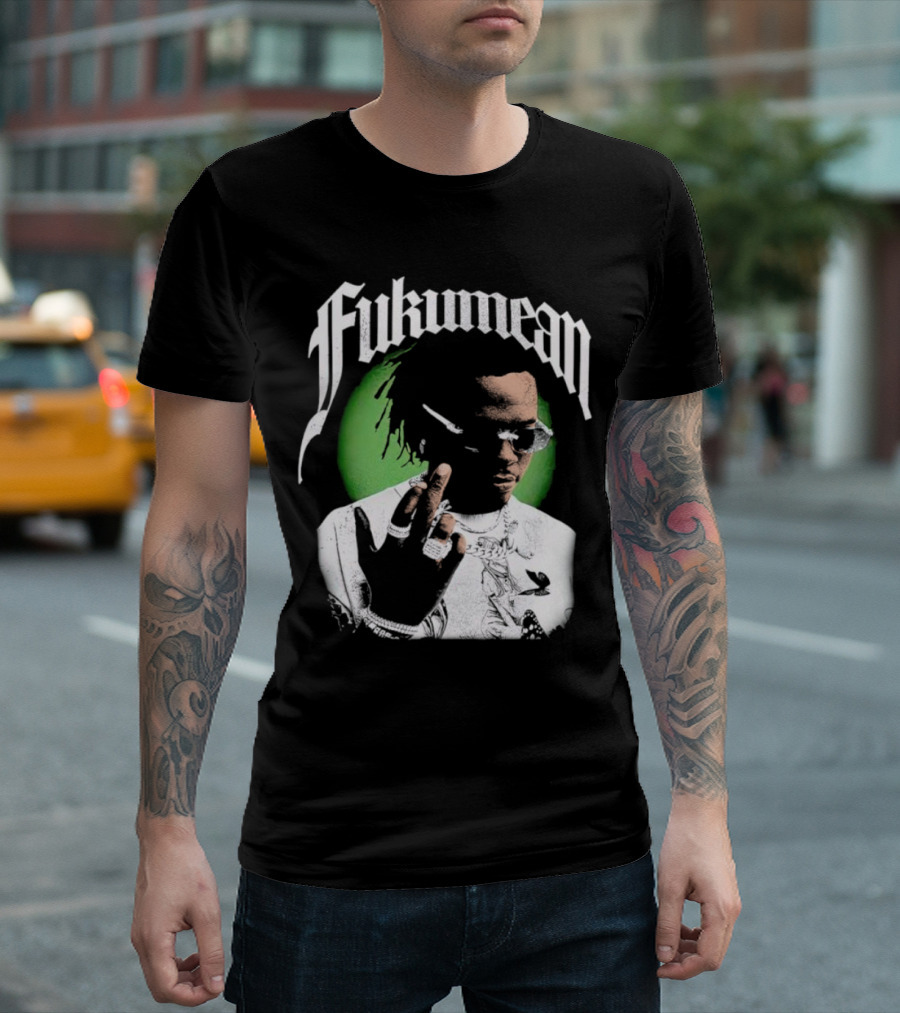 Fukumean 90s Vintage Hip Hop Style With Green Aura T-Shirt