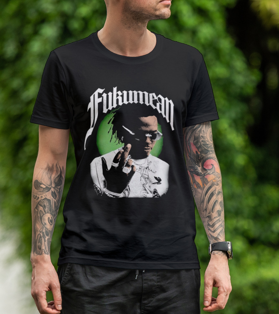 Fukumean 90s Vintage Hip Hop Style With Green Aura T-Shirt