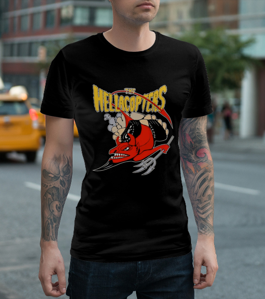 The Hellacopters Devil Stole The Beat Red Devil With Pitchfork And Wings T-Shirt