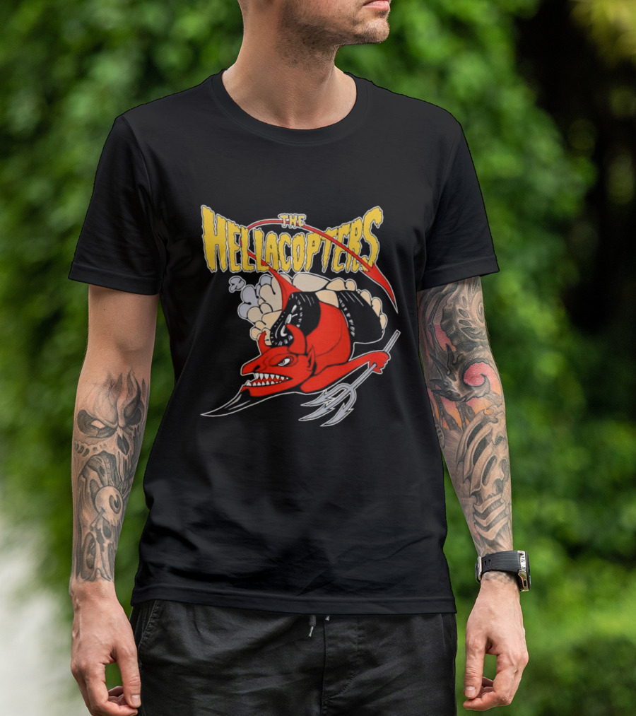 The Hellacopters Devil Stole The Beat Red Devil With Pitchfork And Wings T-Shirt