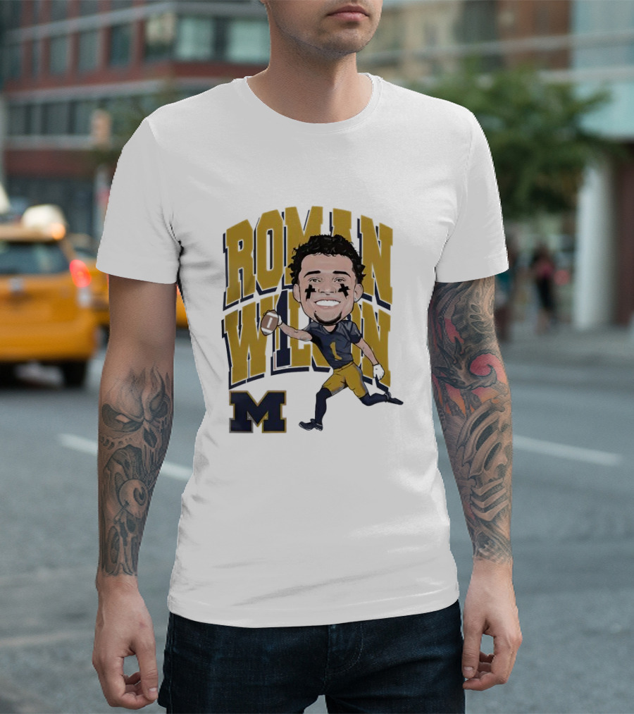 Roman Wilson University of Michigan Football Caricature Roman Wilson M T-Shirt