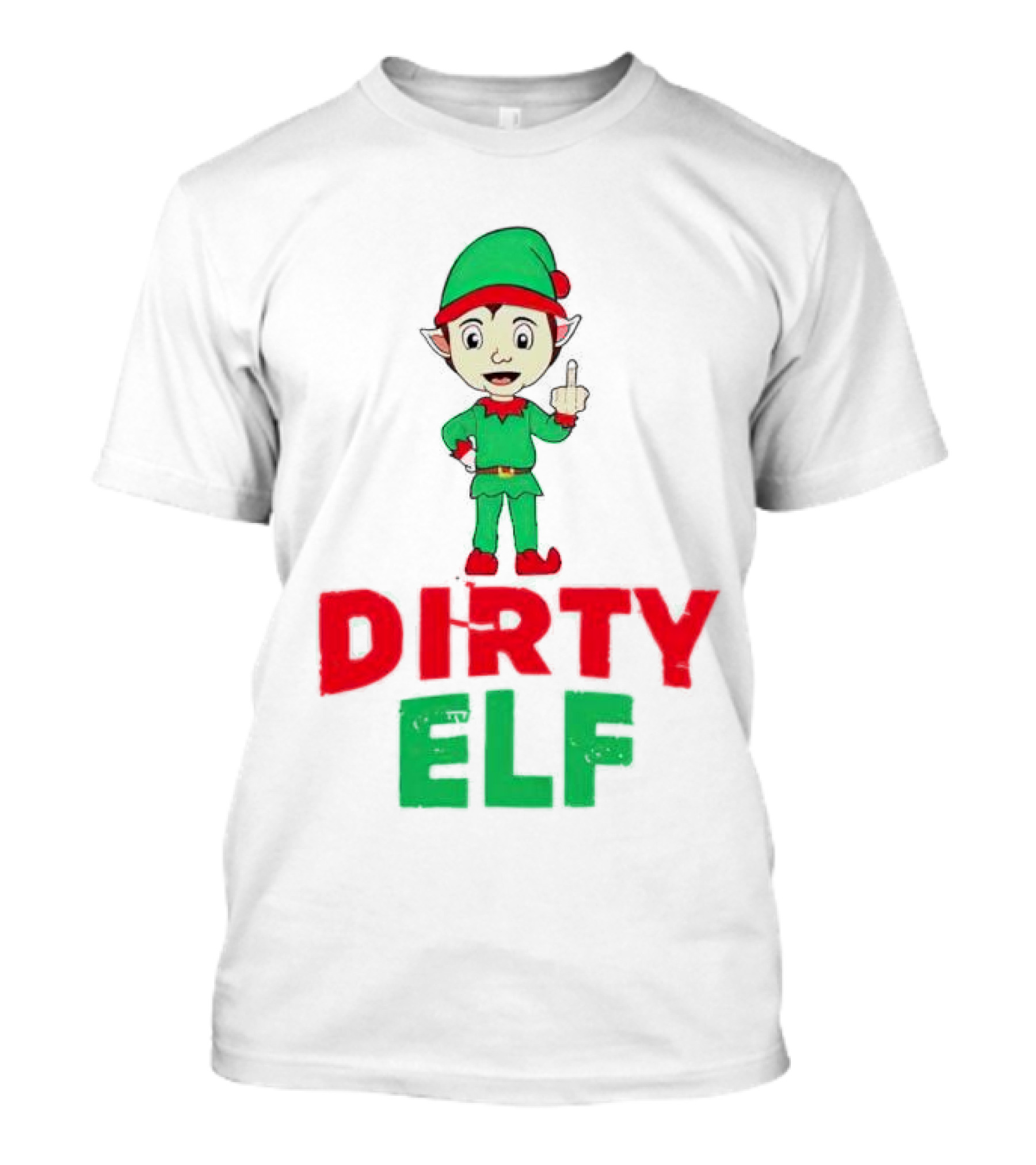 Dirty ELF Christmas Middle Finger T-Shirt