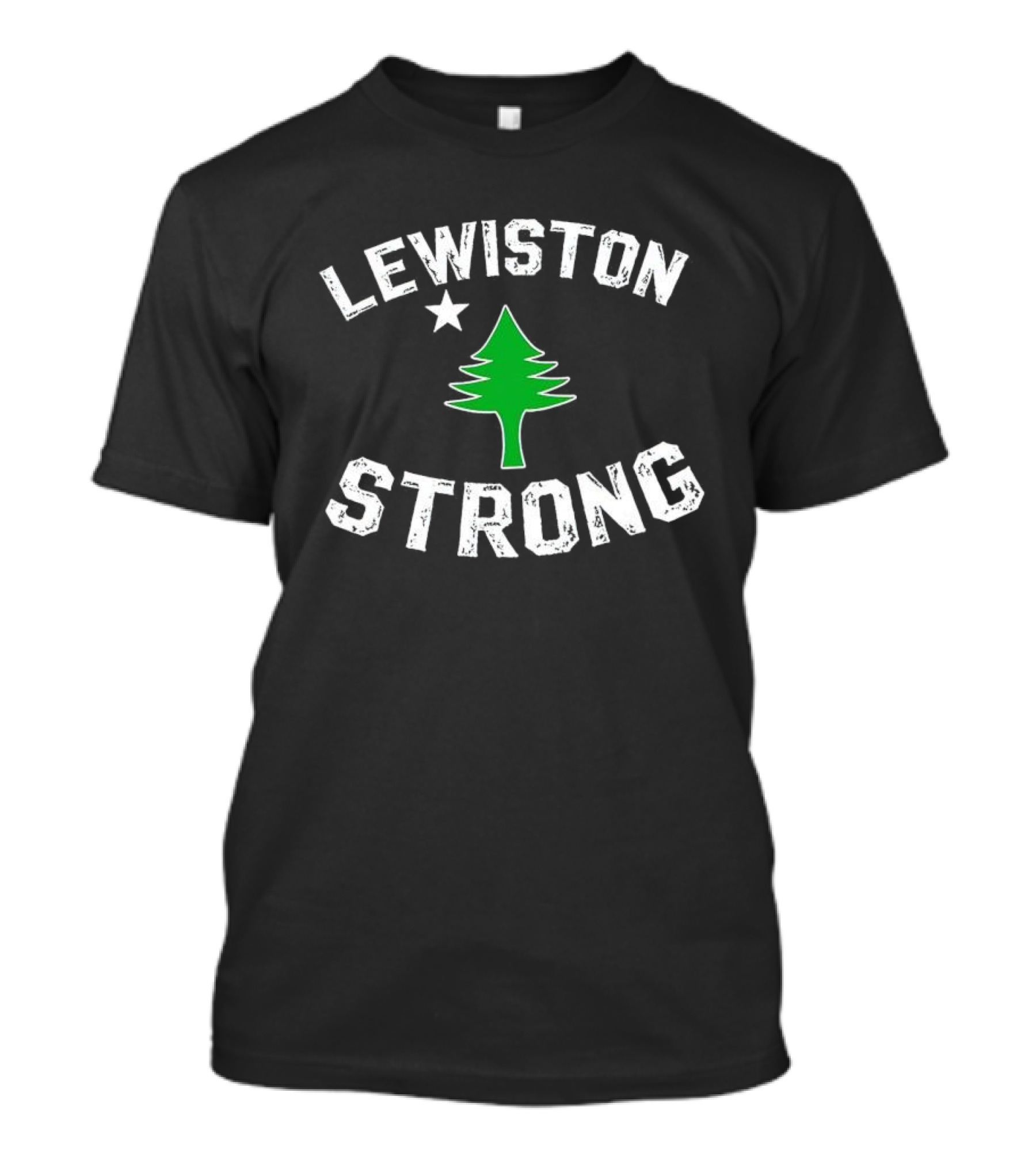 Lewiston Strong Pine Tree And Star Maine T-Shirt