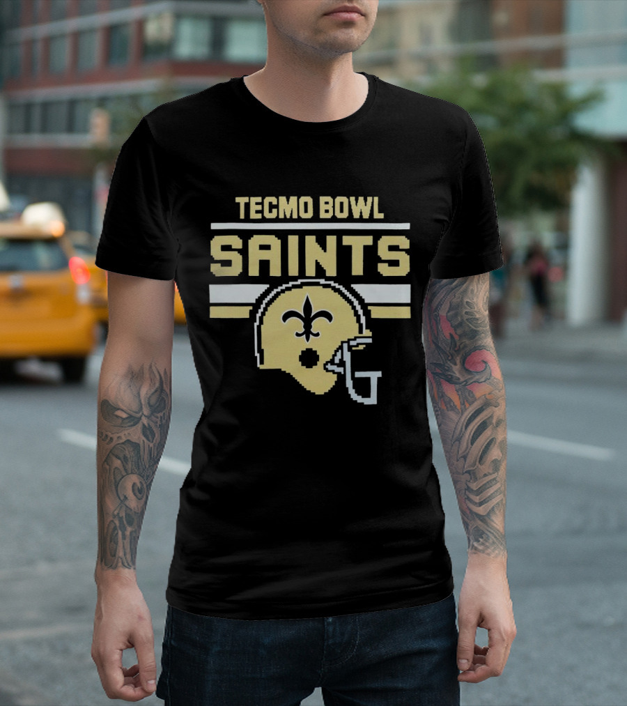 Tecmo Bowl Saints New Orleans Retro Football Helmet T-Shirt