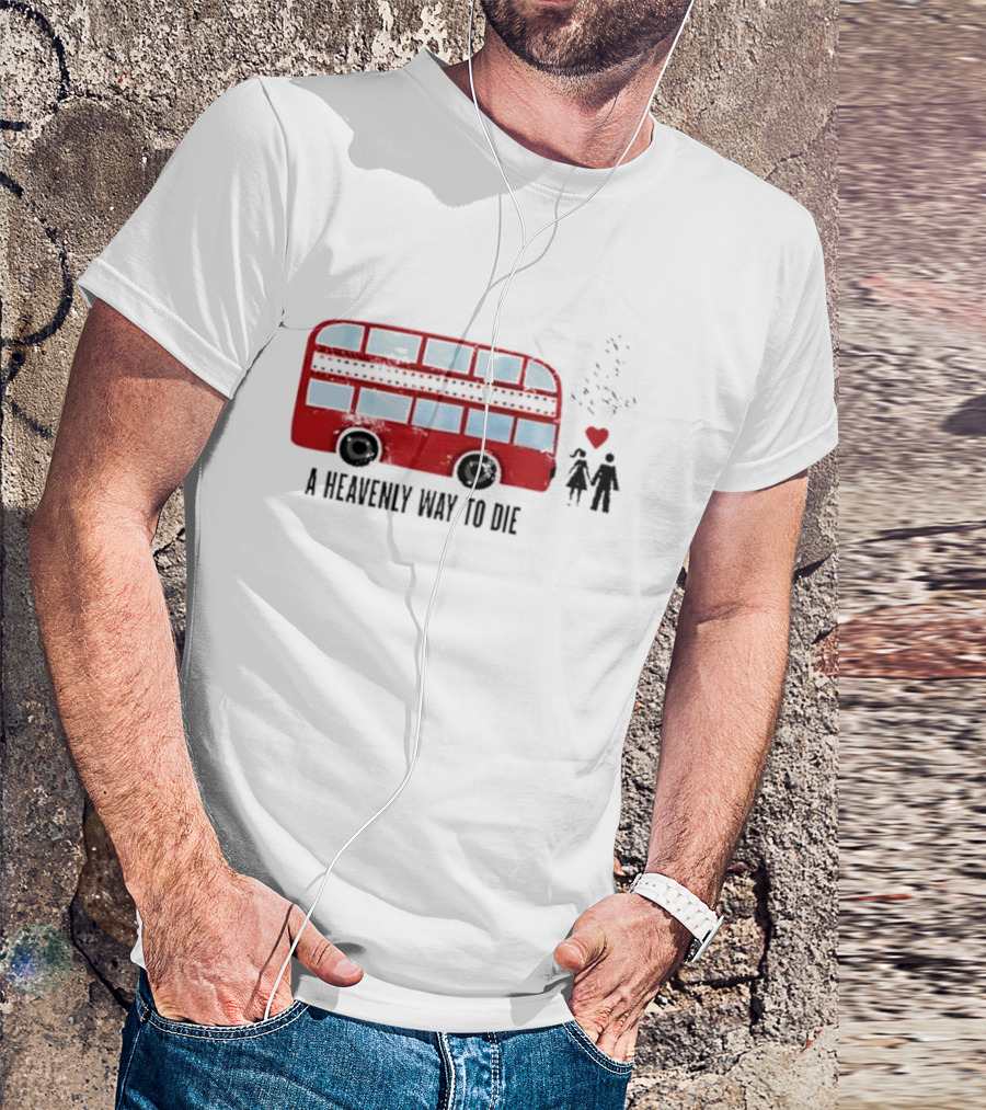 A Heavenly Way To Die Red Double-Decker Bus Couple And Heart T-Shirt