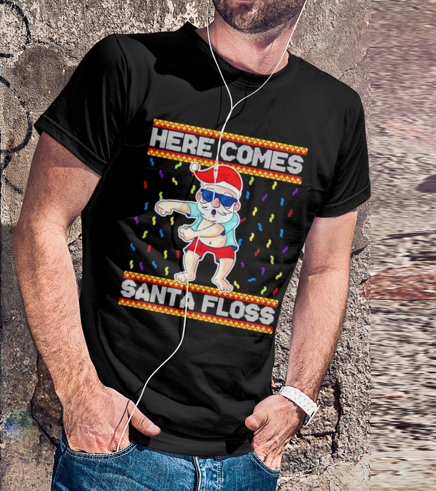 Here Comes Santa Floss Christmas Dance Party T-Shirt
