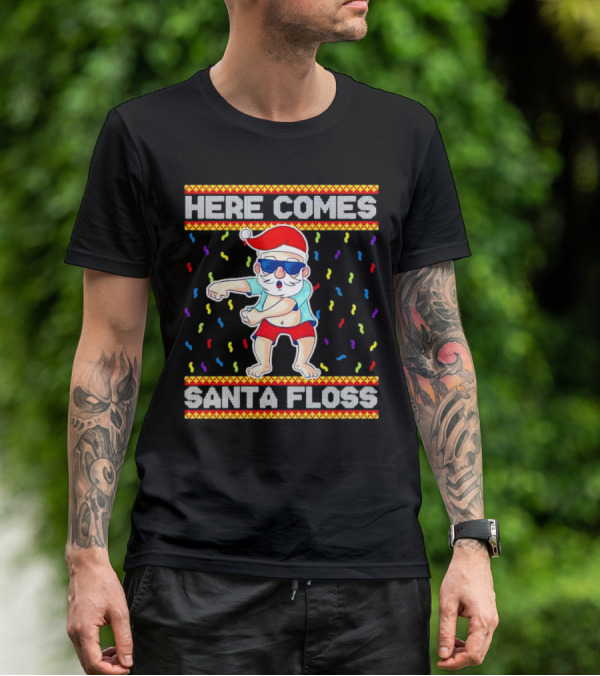 Here Comes Santa Floss Christmas Dance Party T-Shirt