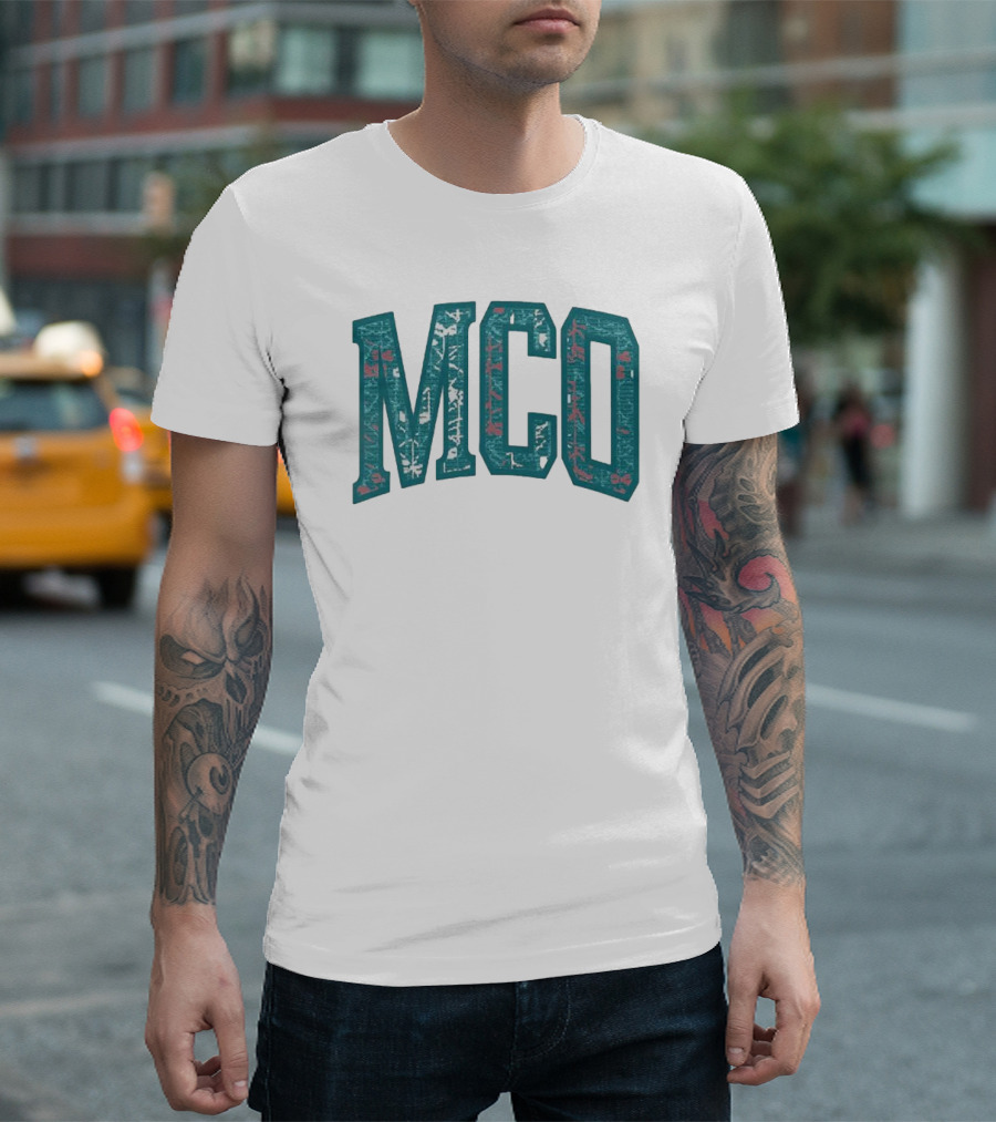 MCO Magic Carpet Oasis Vintage Teal Textured Letters T-Shirt