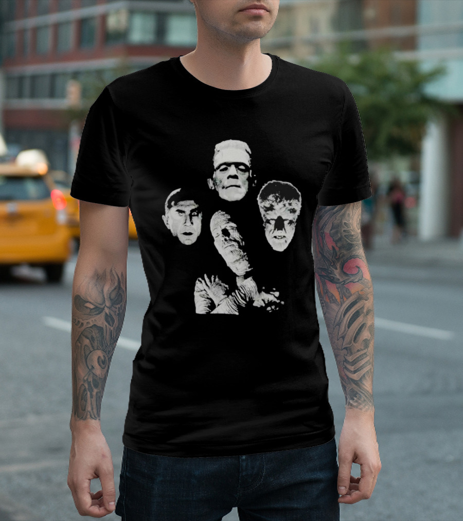 Rock Rebel Monster Dracula Frankenstein Mummy Wolfman Horror Band T-Shirt