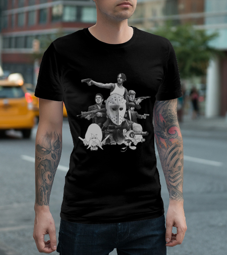 Trust Respect the Shooter Jason Mask Gangsters Anime Characters Gunmen T-Shirt