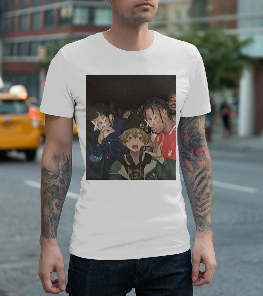 Drake Travis Scott Zenitsu Agatsuma Crossover Demon Slayer Anime T-Shirt
