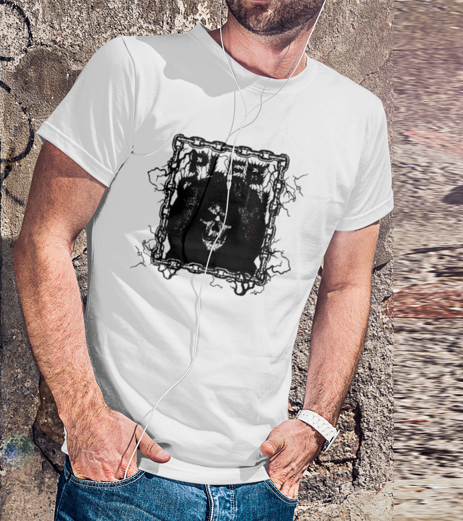 Plebchain Skull With Lightning And Chains T-Shirt