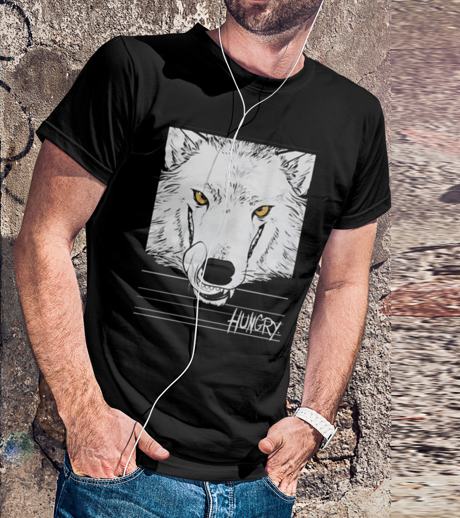 Hungry Wolf Illustration With Intense Expression T-Shirt