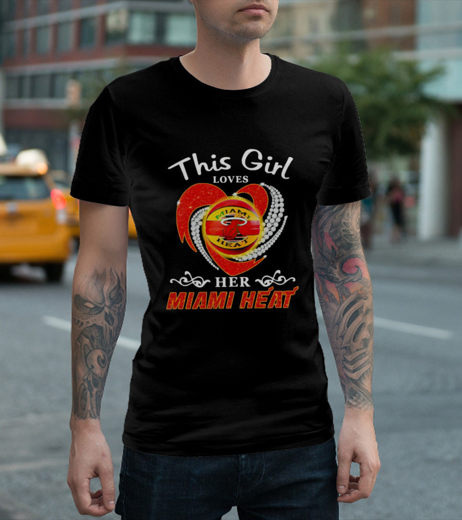 This Girl Loves Her Miami Heat Sparkling Heart T-Shirt