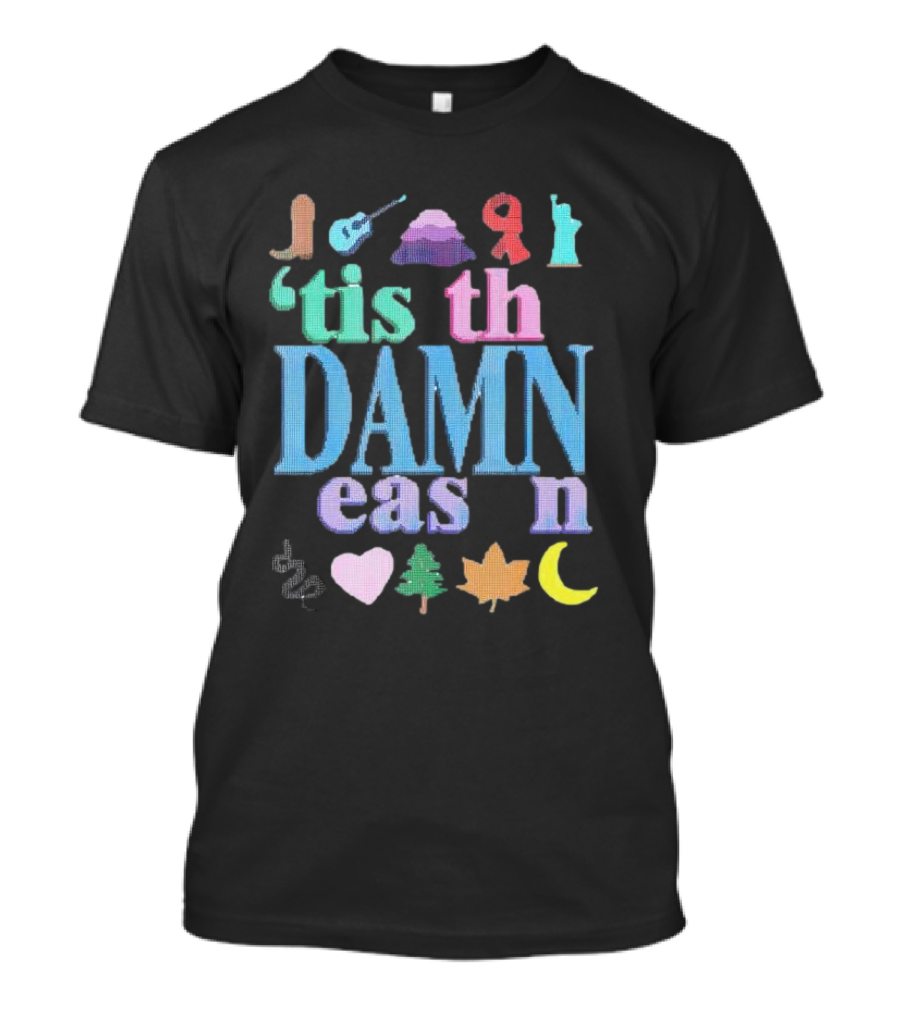 Christmas ’tis The Damn Season Colorful Icons And Symbols T-Shirt