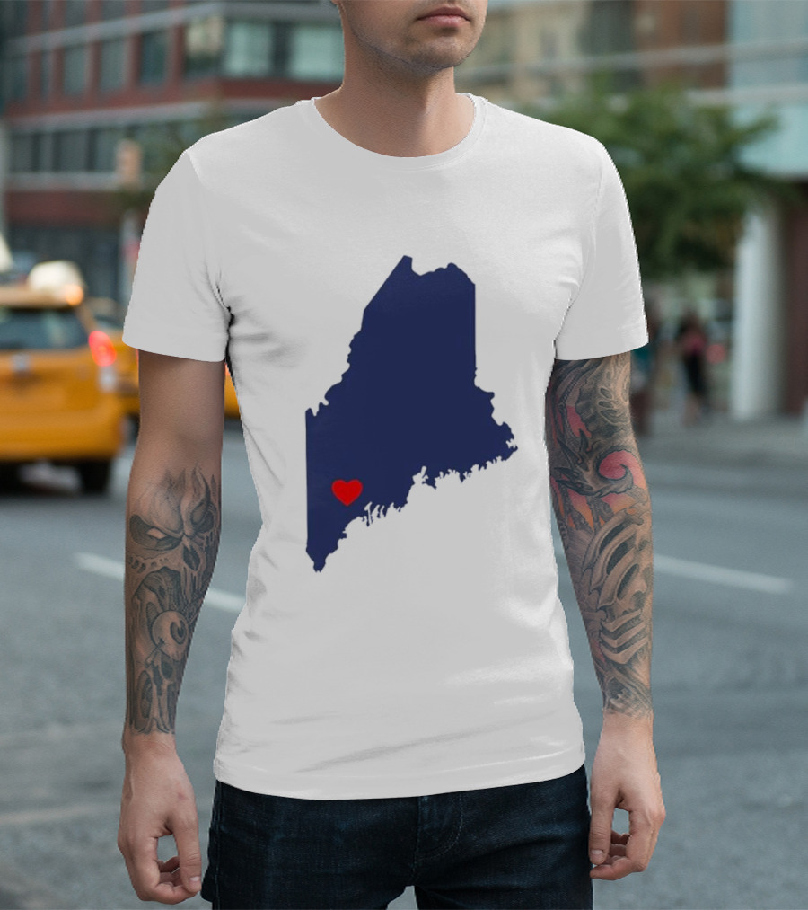 Lewiston Strong Heart Map Maine T-Shirt