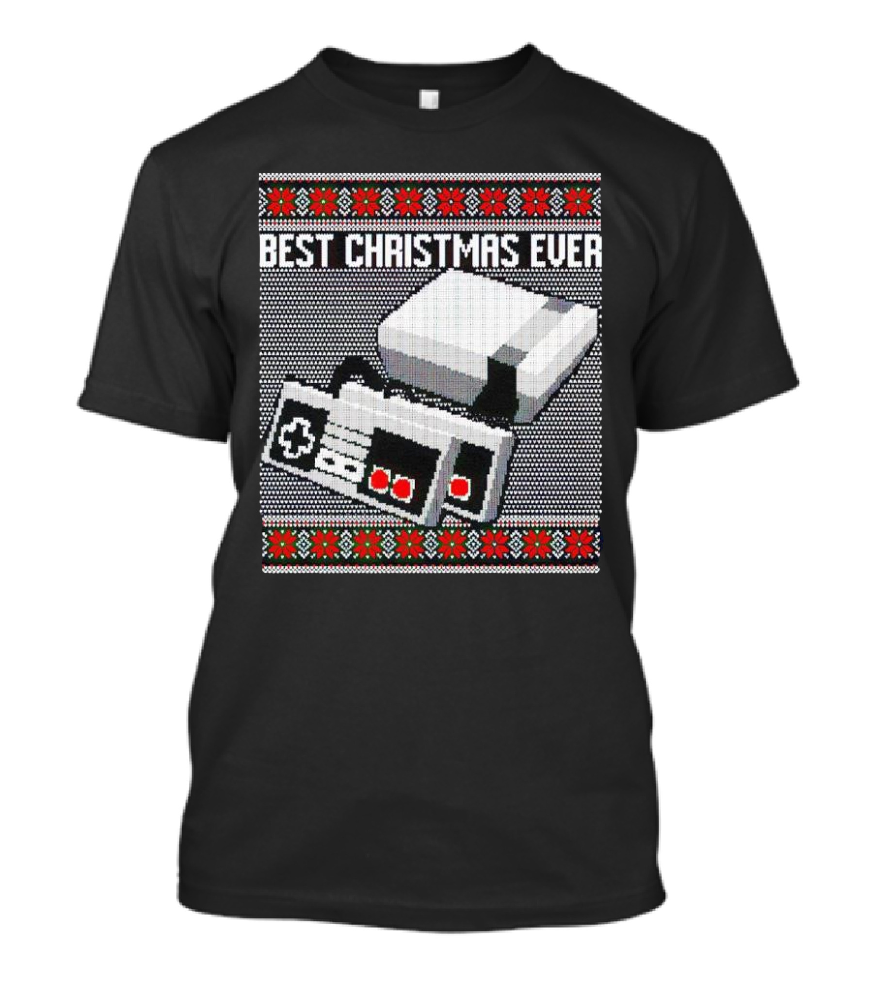 Nintendo NES Console Pixel Art Best Christmas Ever Retro Gaming Holiday T-Shirt