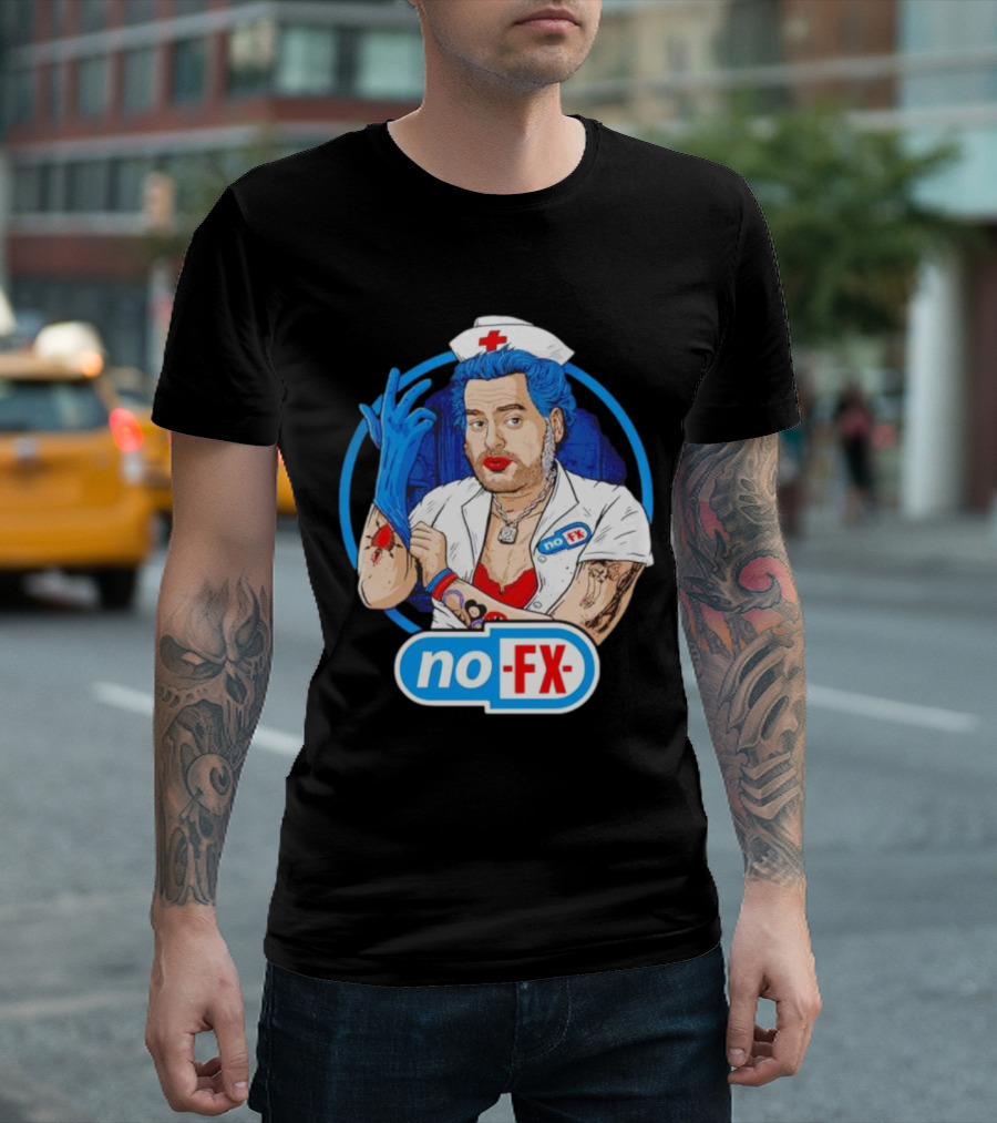 NOFX Nurse Punk Mike Tattoo Cartoon T-Shirt