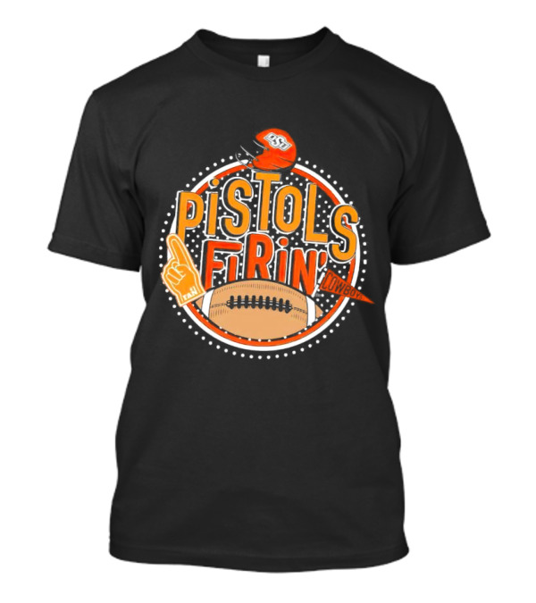 Pistols Firing OSU Cowboys Football Helmet And Foam Finger T-Shirt