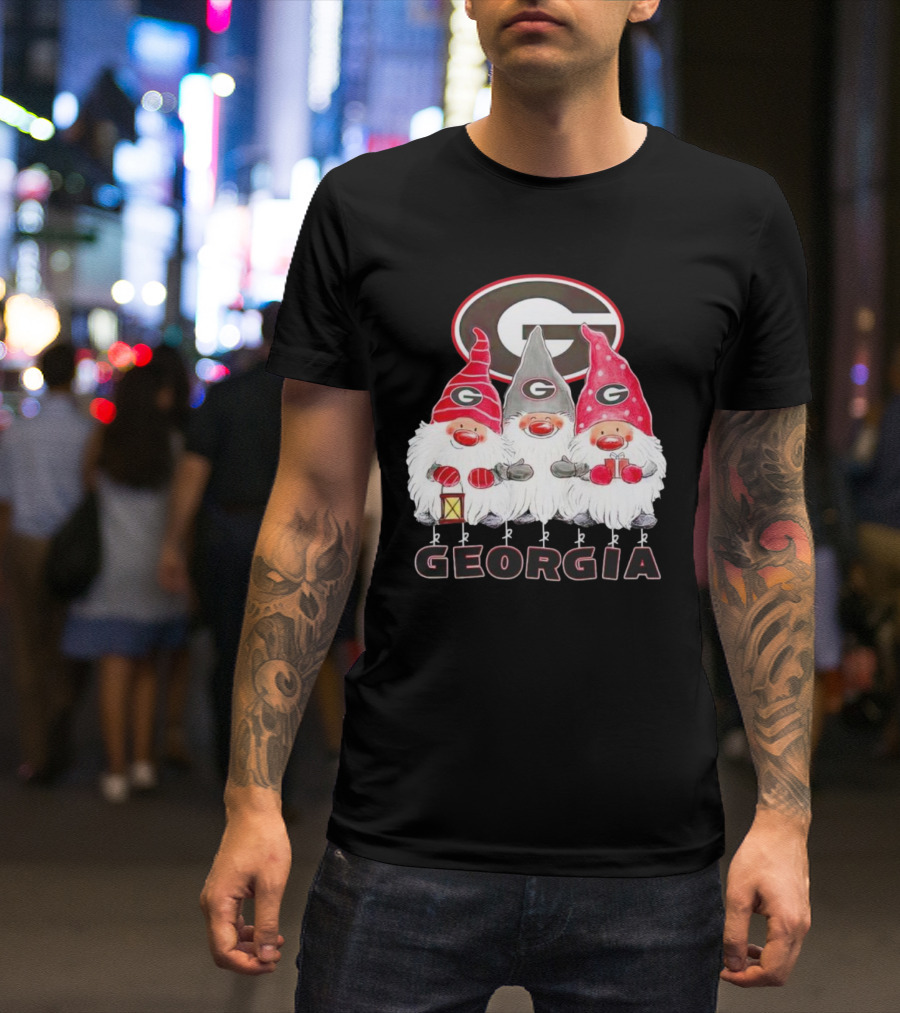 Georgia Bulldogs Christmas Gnome Trio T-Shirt